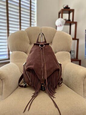 Auth. REBECCA MINKOFF Iconic Julian Fringe Boho Backpack Bag